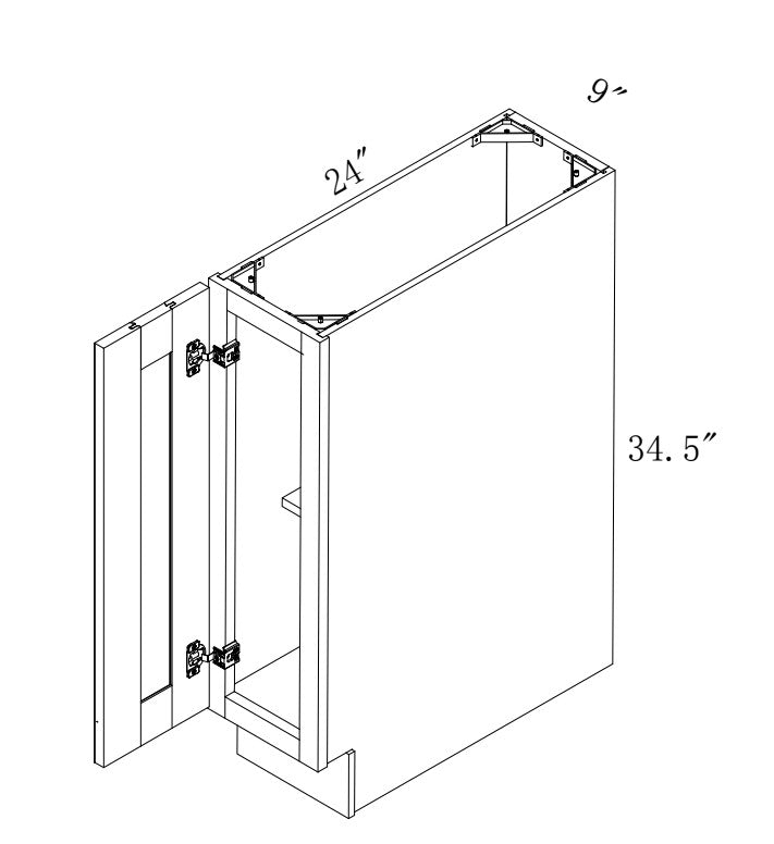 B09FHD*: White Shaker 9" 1 Doors Standard Base Cabinet