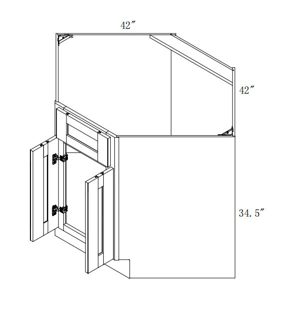 CSB42: Oak Shaker 42" Diagonal Corner Sink Base Cabinet