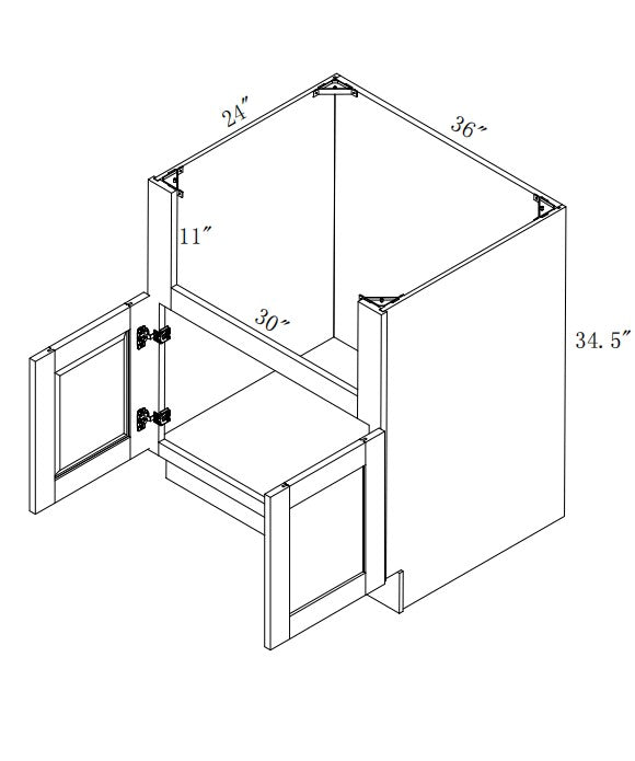 FSB36: Oak Shaker Farm Sink Base