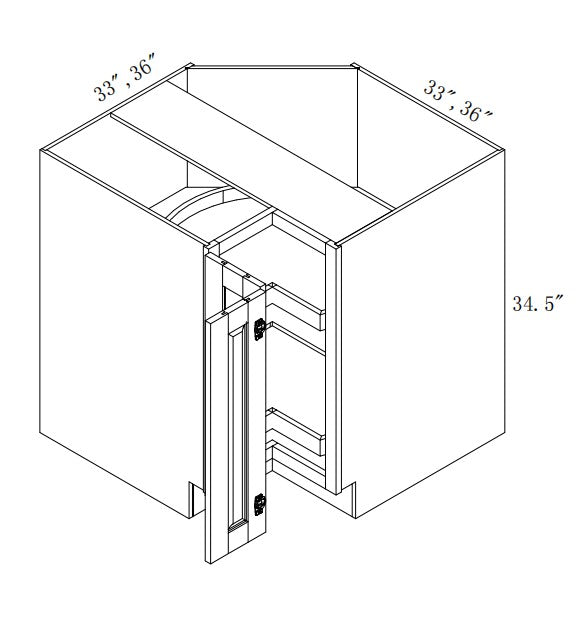 LSB3612: Oak Shaker 36" Laze Susan Base Cabinet