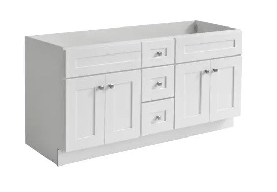 VSD60DD: Vanity Side Drawer Base Cabinet Double Basin