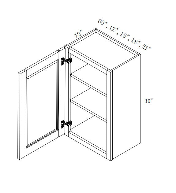 W0930: Oak Shaker Wall 9" Upper Cabinet