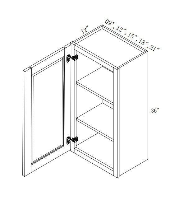 W1536: Oak Shaker Wall 15"Upper Cabinet