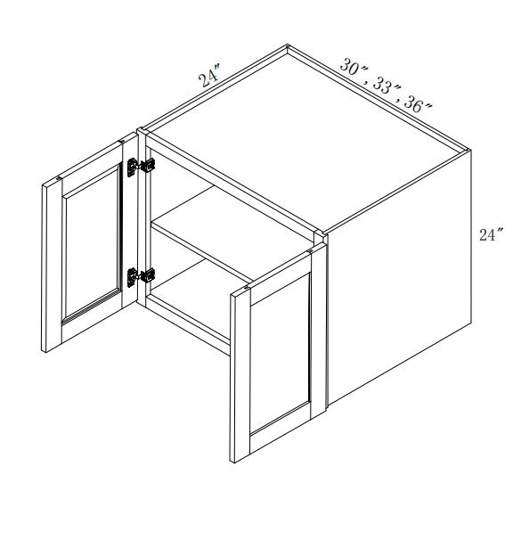 W362424: Oak Shaker Wall 36"Upper Cabinet