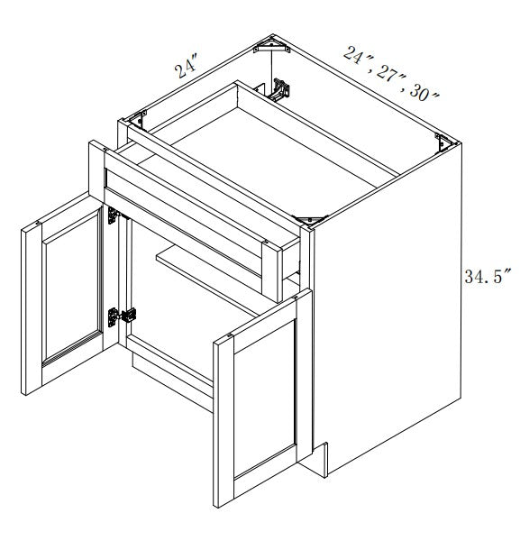 B30 : Oak Shaker 30" Standard Base Cabinet