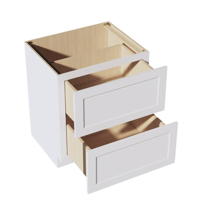 DB30-2: White Shaker 30"Standard Base Cabinet with 2 Drawers