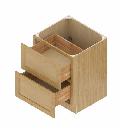 DB30-2: Oak Shaker 30"Standard Base Cabinet with 2 Drawers