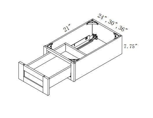 KD24/30: Oak Shaker Vanity Knee Drawer 24"