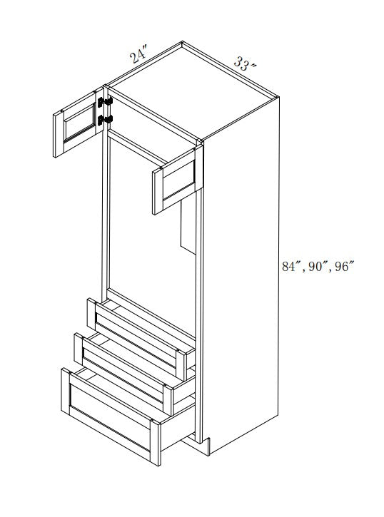 OC339624: Oak Shaker Oven Cabinet 33"