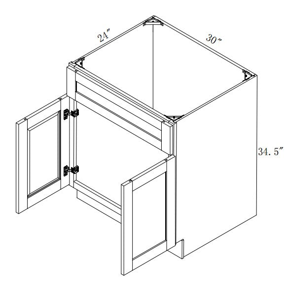 SB30: Oak Shaker 30" Standard Sink Base Cabinet