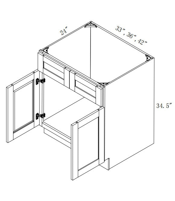 SB36: Oak Shaker 36" Sink Base Cabinet