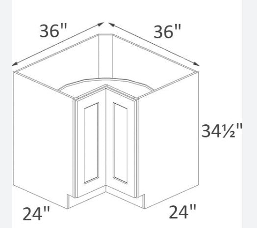 LSB3612: White Shaker 36" Laze Susan Base Cabinet