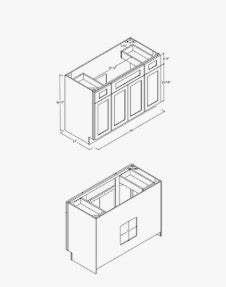 VSDB48: Vanity Side Drawer Base Cabinet Single Basin