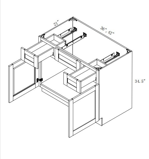 VCSB4221: Oak Shaker Vanity Drawers Combination Sink Base Cabinet
