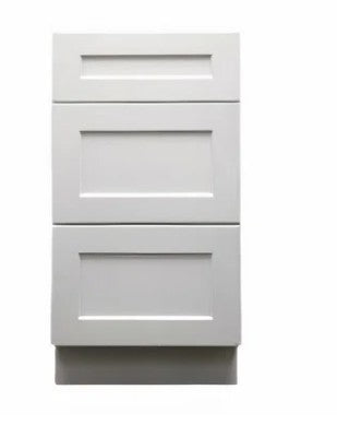 DB15-3: White Shaker 15" Standard Base Cabinet with 3 Drawers