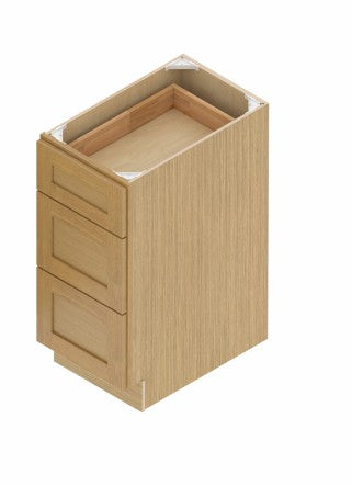 VDB18-3: Oak Shaker 18" Vanity Drawer Base Cabinet