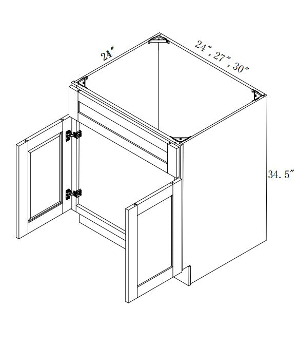 VSB24: Oak Shaker 24" Vanity Sink Base Cabinet