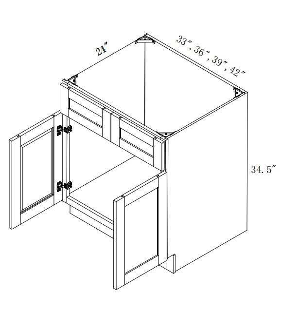 VSB42: Oak Shaker 42" Vanity Sink Base Cabinet