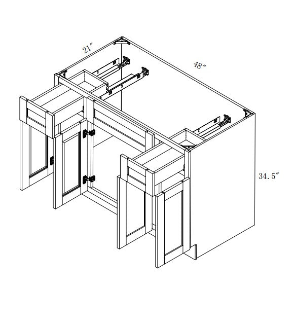 VSBC48: Oak Shaker Vanity Side Drawer Base Cabinet Single Basin