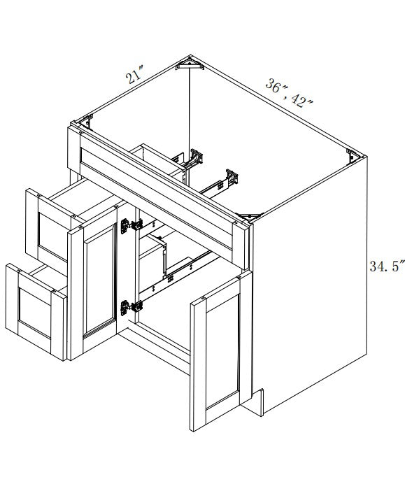 VSD42L: Oak Shaker Vanity Sink Drawer Left