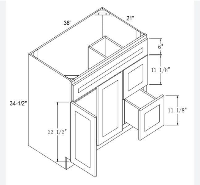 VSD36R: Vanity Sink Drawer Right