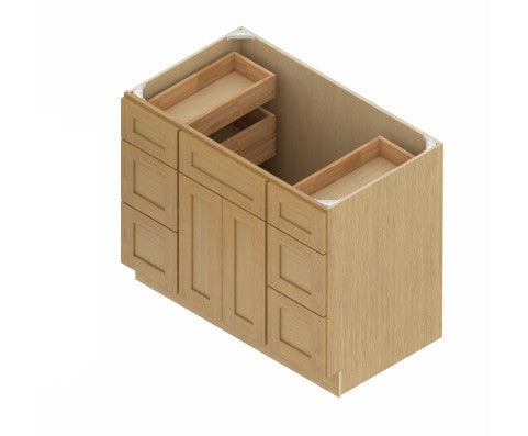 VSDB48:  Oak Shaker Vanity Side Drawer Base Cabinet Single Basin