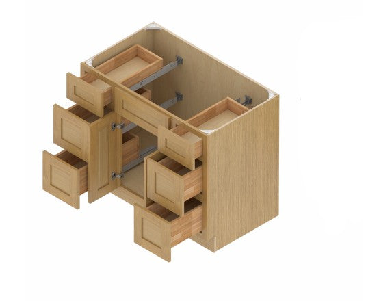 VSDB48:  Oak Shaker Vanity Side Drawer Base Cabinet Single Basin