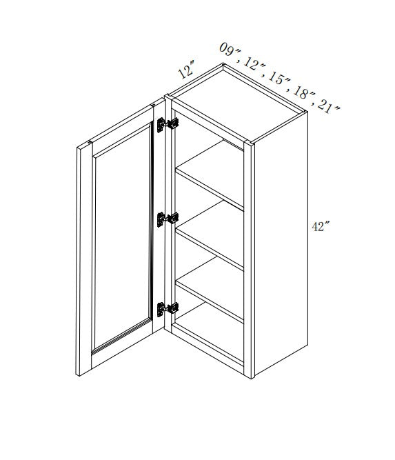 W1540/W1542: Oak Shaker Wall 15"Upper Cabinet