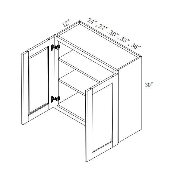 W3030:  Oak Shaker Wall 30"Upper Cabinet