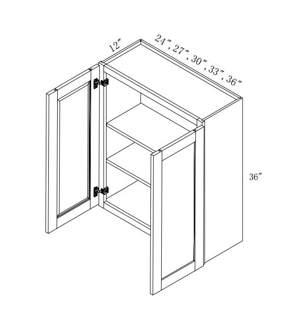 W3636:  Oak Shaker Wall 36"Upper Cabinet