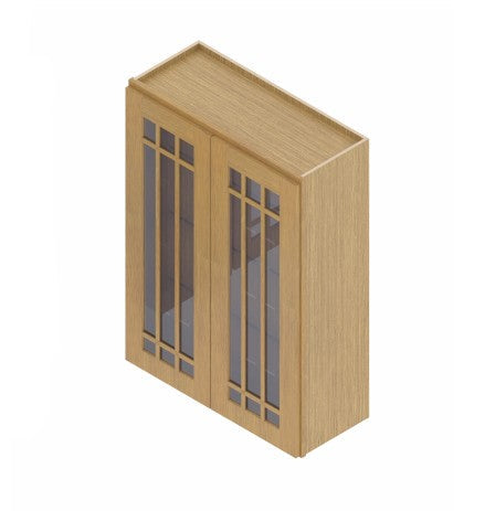 W3040/GD: Oak Shaker Wall 30"Upper Cabinet with Glass Door