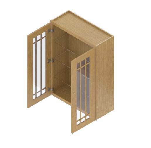 W3340/GD: Oak Shaker Wall 33"Upper Cabinets with Glass Door
