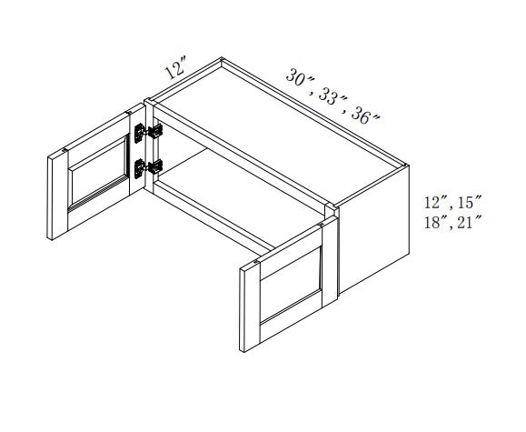 W3312: Oak Shaker Wall 33"W*12"H*12"D-2D