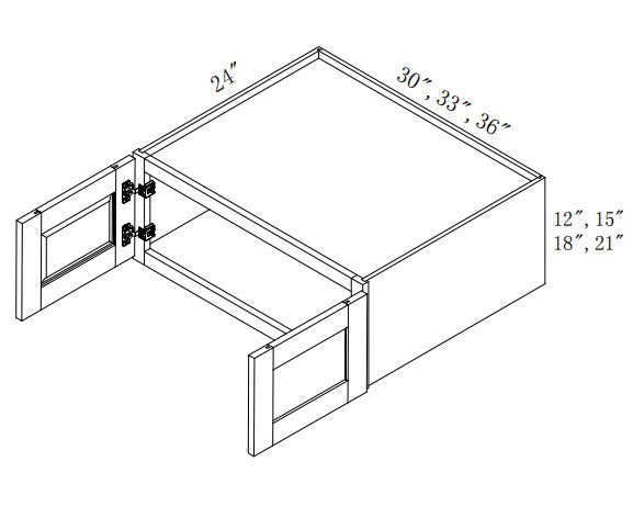 W331524: Oak Shaker Wall 33"Upper Cabinet
