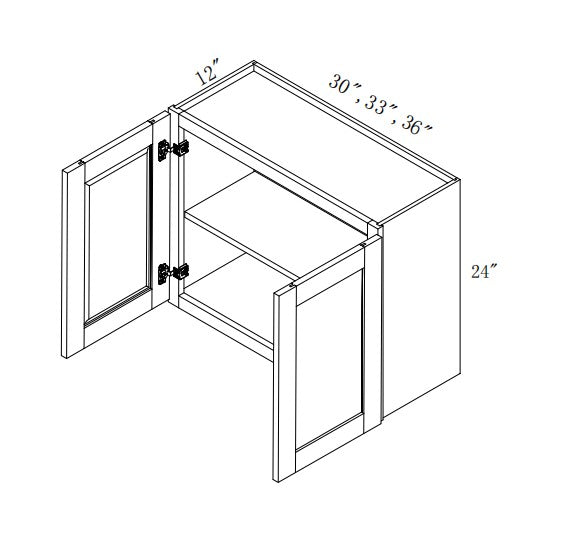 W3624:  Oak Shaker Wall 36"Upper Cabinet