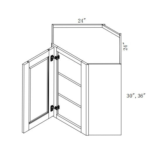 WDC2430: Oak Shaker Wall Diagonal Cabinet 24"Upper Cabinet