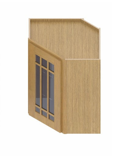 WDC2436/GD: Oak Shaker Wall Diagonal Cabinet 24" with Glass Door