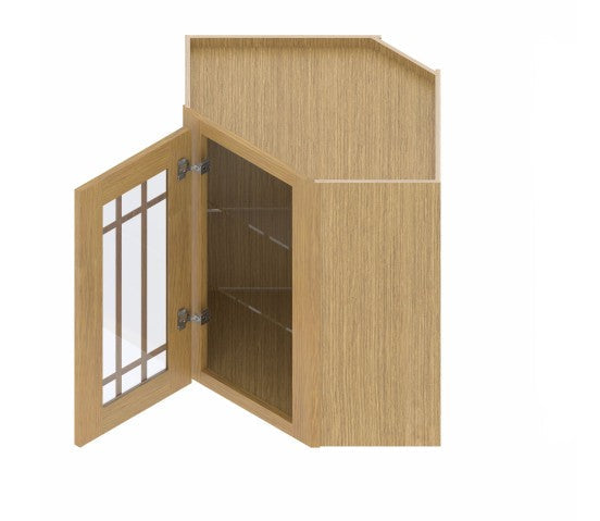 WDC2436/GD: Oak Shaker Wall Diagonal Cabinet 24" with Glass Door