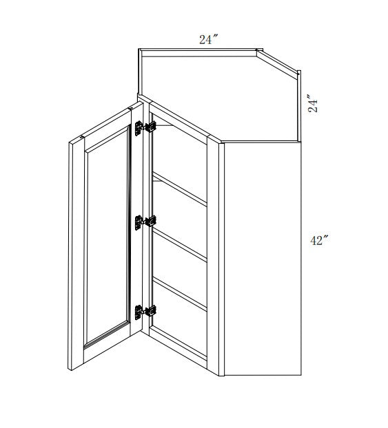 WDC2440/2442: Oak Shaker Wall Diagonal Cabinet 24"