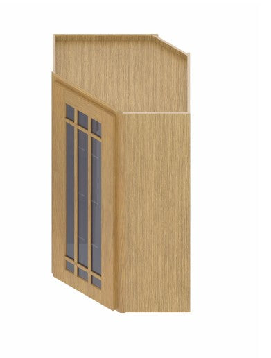 WDC2440/GD: Oak Shaker Wall Diagonal Cabinet 24" with Glass Door