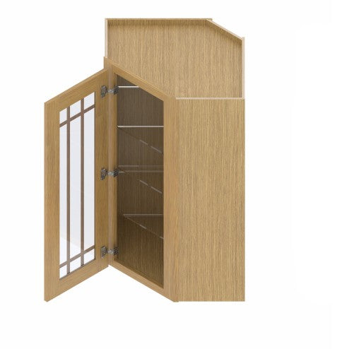 WDC2440/GD: Oak Shaker Wall Diagonal Cabinet 24" with Glass Door