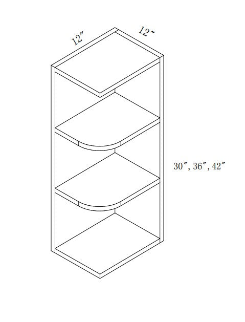WES1230K: Oak Shaker Wall End With Open Shelf 12"